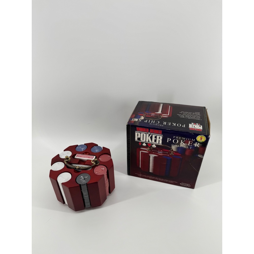 World Series of Poker Premium Poker Chip Set Wooden Carousel 240 Chips Excalibur